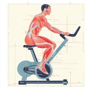 infografikas vyras ant dviracio treniruoklio